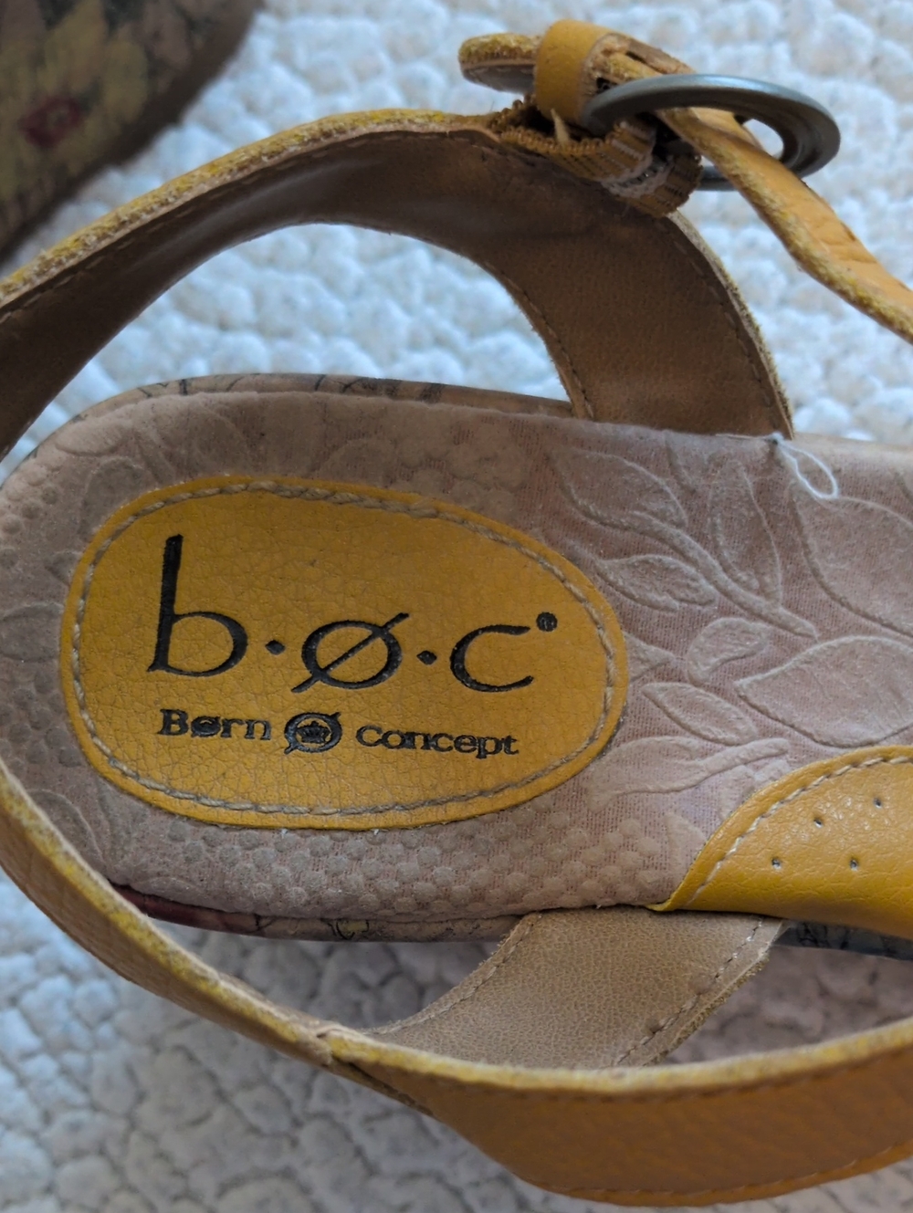 BOC Floral Leather Sling Back Strap Platform Wood Wedge Sandals Feminine Summer - Picture 11 of 13